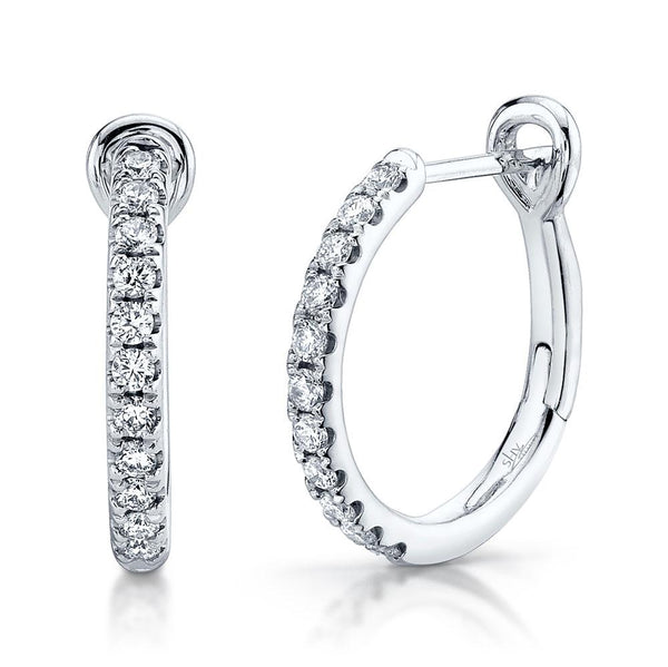 Shy Creation Diamond Hoop Earrings 1/20 ct tw Round 14K White Gold Sc55001597