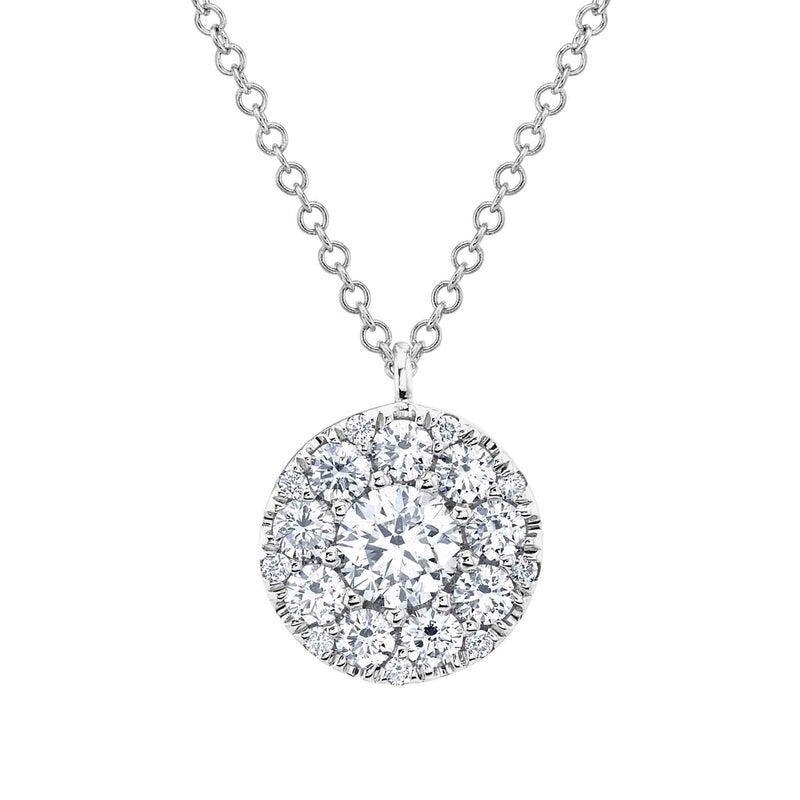 0.46CT-CTR(ROUND) 0.54CT-SIDE DIAMOND CLUSTER NECKLACE
