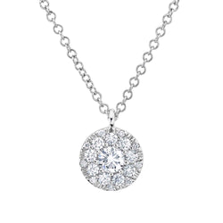 0.10CT-CTR(ROUND) 0.13CT-SIDE DIAMOND CLUSTER NECKLACE