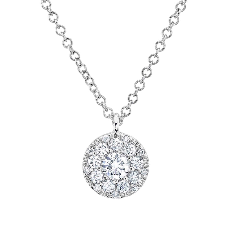 0.10CT-CTR(ROUND) 0.13CT-SIDE DIAMOND CLUSTER NECKLACE