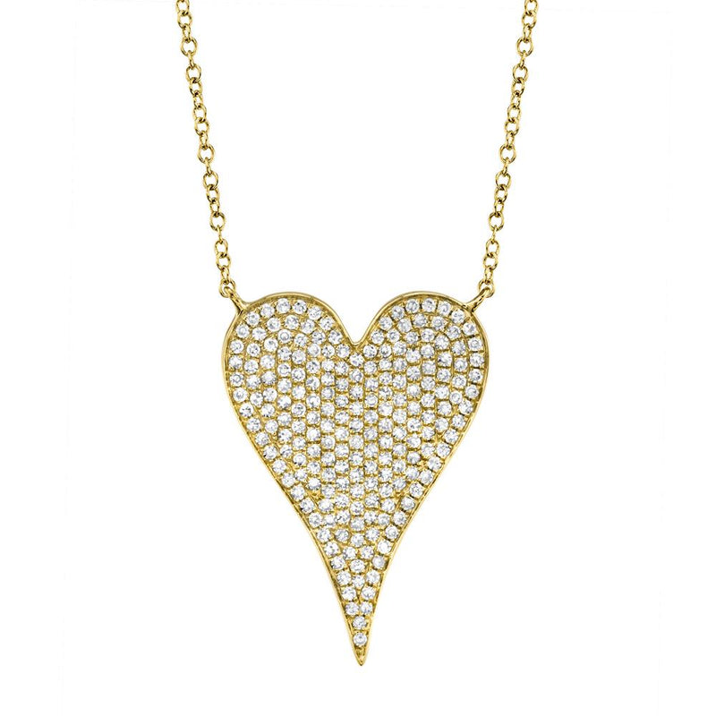 18k Gold and Diamond Large Heart Pendant Necklace