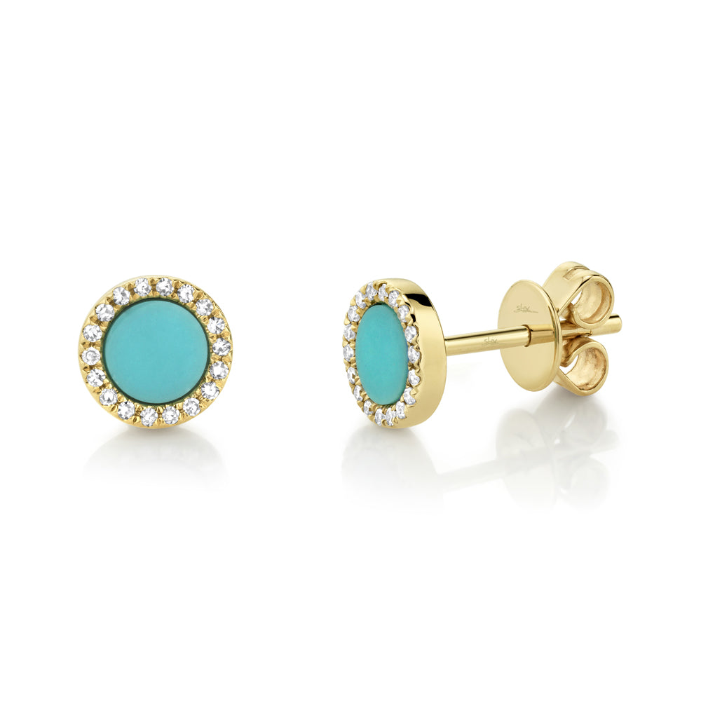 Gold and sale turquoise stud earrings