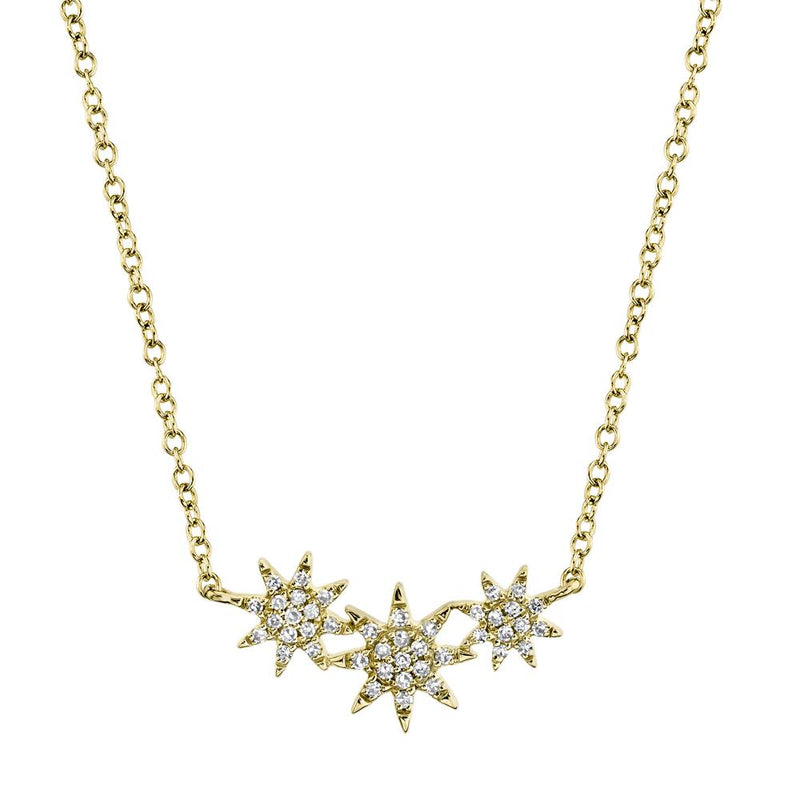 Triple Diamond Star Pendant Necklace