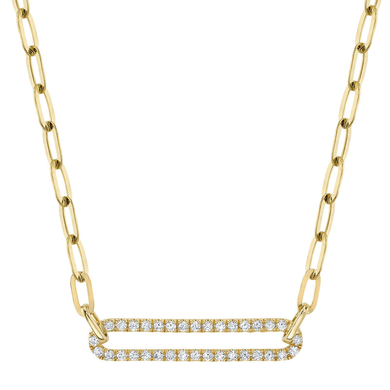14K Yellow Gold Diamond Paperclip Necklace P10960-18 | Segner's Jewelers |  Fredericksburg, TX