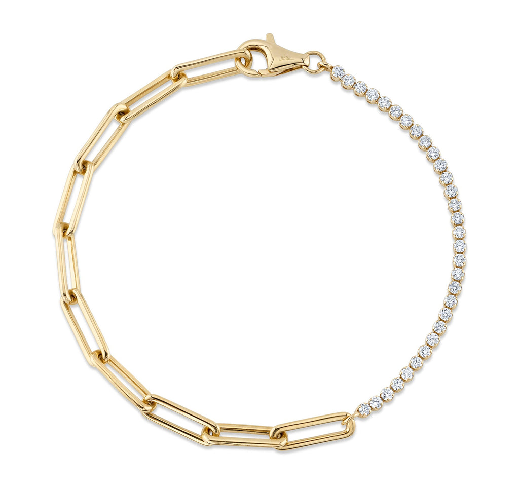 Paper Clip Style Alternating Diamond Link Bracelet in White Gold  New York  Jewelers Chicago
