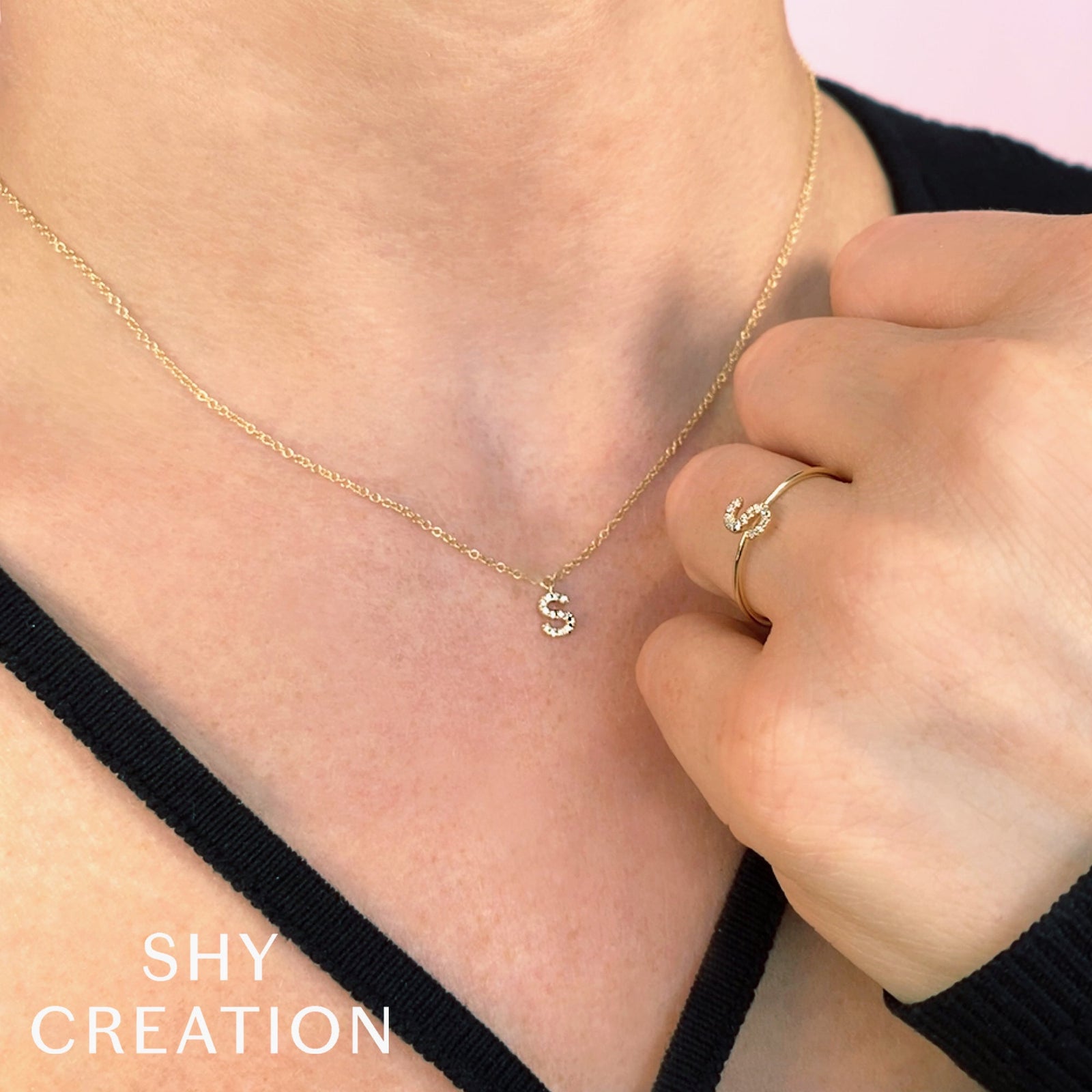 0.04CT DIAMOND RING - INITIAL S – Shy Creation 0.04CT DIAMOND RING - INITIAL S – Shy Creation