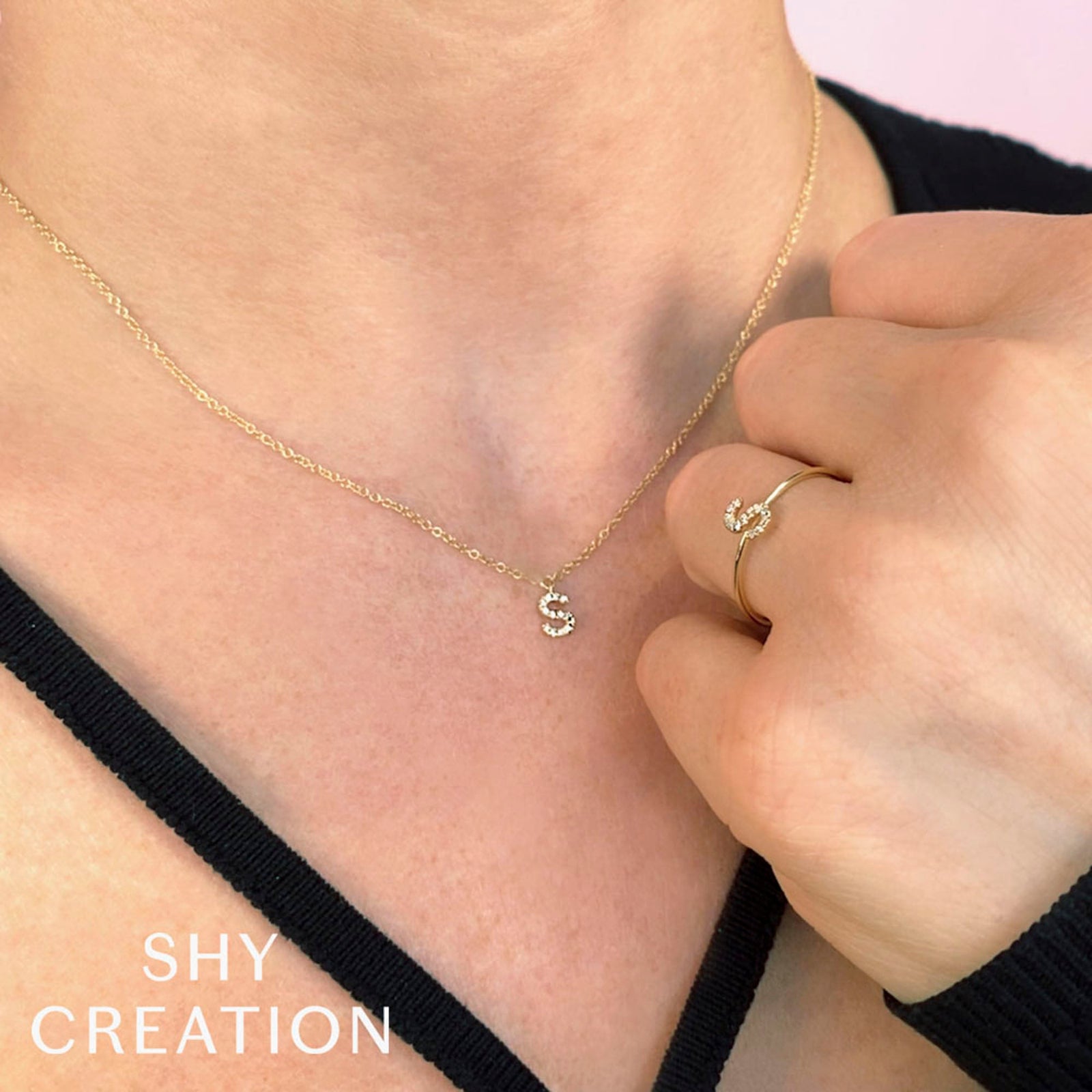 0.05CT DIAMOND NECKLACE - INITIAL K – Shy Creation