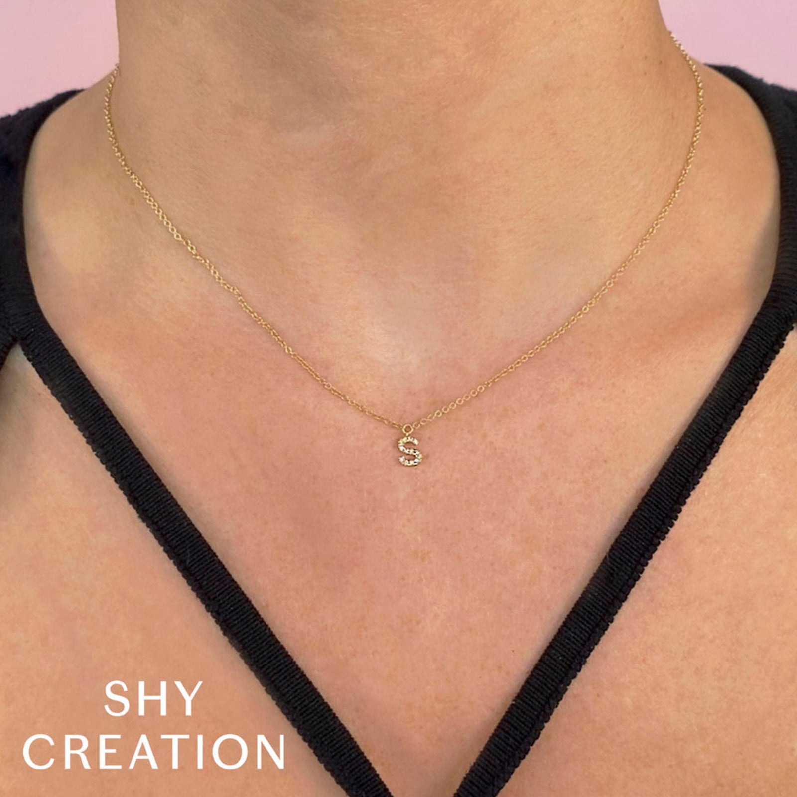 0.03CT DIAMOND NECKLACE - INITIAL L – Shy Creation