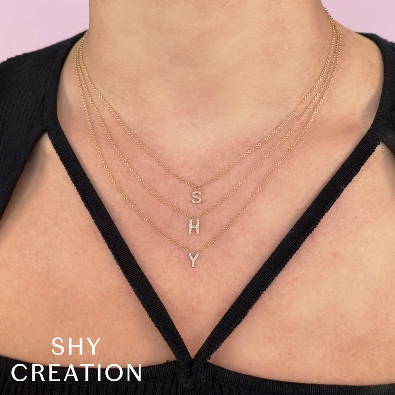 0.04CT DIAMOND NECKLACE INITIAL A Shy Creation